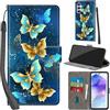 Haninsuze Cover per Samsung Galaxy A55 5G, farfalla dorata