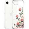 Guxira Cover Protettiva per iPhone 16e, Carino Antiurto Trasparente Silicone Custodia Floreale Design Cover Antipolvere Protettiva Case per iPhone 16e - Rosa