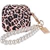 DiyGody Custodia Compatibile con Airpods 4 Generazione 2024 con Portachiavi in Perle, Cover Protettiva con Motivo di Leopardo per Donne, Case in Silicone Antipolvere AntiGraffio Antiurto, Rosa Pallido