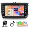 Motorsi Android 15 4+64G Per VW Passat Golf Touran Polo Skoda Seat Altea, 7 Pollici 1280P HD Touchscreen Carplay Android Auto Radio, Bluetooth 5.0 EQ WiFi DAB+ OBD2 & Telecamera AHD Posteriore