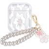 DiyGody Custodia Compatibile con AirPods 1/2 Generazione con Portachiavi, Cover Protettiva con Motivo di Fiore di Camelia per Ragazze, Case in TPU Trasparente Inodore Antipolvere AntiGraffio Antiurto