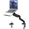 STANDOPIA Supporto da scrivania per laptop 2 in 1, per notebook da 11,6-17,3'' e monitor da 17-32'', supporto a braccio per laptop fino a 9 KG, VESA 75/100 mm, morsetto da tavolo e attacco a occhiello