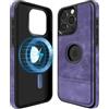 COODIO Logo-View Custodia in Pelle per iPhone 16 PRO 6,3 Pollici, Cover Magnetica Compatibile con MagSafe, Custodia Sottile e Creativa, Viola