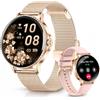 Fitonme Smartwatch Donna, Orologio Intelligente Rotondo 1,27 HD con Chiamate Bluetooth, 2 Cinturini, Cardiofrequenzimetro SpO2 Sonno Contapassi, Orologio Fitness IP68 Impermeabile per Android/iOS, Oro rosa