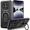 Ptny Cover per Xiaomi Redmi Note 14 Pro 4G/5G Cover con Supporto di Anello, Hard PC + TPU Dual Layer Ibrida Militare Antiurto Grado Militare Case per Xiaomi Redmi Note 14 Pro 5G Custodia, Nero