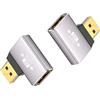 Duttek Adattatore Displayport ad angolo retto 8K, adattatore Displayport Extender 32,4 Gbps, adattatore DisplayPort maschio a femmina (8K/60Hz, 4k/144Hz) per PC, laptop, confezione da 2