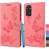 Klapber Cover per Redmi Note 11 4G - Custodia in Pelle con Cintura Portafoglio, Slot per Schede e Protettivo Morbida Silicone per Xiaomi, Rose
