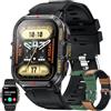 SGDDFIT Smartwatch Uomo Chiamate e Risposta Bluetooth, 1,96'' HD Orologio Fitness Sportivo Activity Fitness Tracker, Sonno,Cardiofrequenzimetro, Notifiche Messaggi, Smart Watch per Android/iOS (Nero)