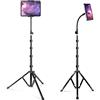elitehood Supporto per tablet, supporto flessibile a collo di cigno per iPad da pavimento, supporto regolabile in altezza da 80 '' e supporto per cellulare per iPhone