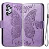 GOKEN Cover per Samsung Galaxy A13 4G, Custodia Flip PU Pelle TPU Portafoglio Custodie con Stand & Carte Slot & Disegni Rilievo, Chiusura Magnetica Telefono Case, Viola Chiaro