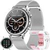 ZPIMY Smartwatch Donna Chiamata Bluetooth e Risposta Vivavoce, Smart Watch Orologio Fitness Intelligente con Cardiofrequenzimetro,Pressione Sanguigna,SpO2,Notifiche Messaggi,Android iOS (Argento)