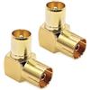 JZK 2 pezzi Adattatore per antenna TV PAL maschio-femmina adattatore per antenna TV ad angolo retto di 90 gradi placcato in oro per antenna, cavo satellitare, cavo TV, DVB-T, DVB-T2 HD