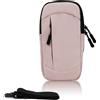 FuninCrea Porta Cellulare per Correre con Tracolla Rimovibile, 2 Tasche con Zip Fascia Porta Cellulare Running Ecopelle Fascia Braccio Running con Cerniera Silenziosa, Rosa