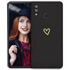 POUHYE Cover per Huawei P20 Lite Custodia Originale, Gomma Gel di Silicone Liquida Cover con Protezione Fotocamera, Morbida Sottile e Antiurto AntiGraffio Case con Motivo a Amore Cuore Nero