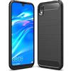 Cruzerlite Custodia Honor 8S, Cover Honor 8S, Carbon Fiber Texture Design & Leather Texture Design Back Cover Anti-Scratch Shock Absorption Case for Huawei Honor 8S (Black)