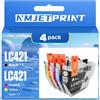 NMJETPRINT LC421XL Cartucce d'inchiostro Compatibili per Brother LC421 XL LC-421VAL con Nuovo Chip Compatibile per la Stampante Brother DCP-J1050DW DCP-J1140DW DCP-J1800DW MFC-J1010DW (Colore, 4PCS)