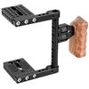 CAMVATE Dslr - Fotocamera con stabilizzatore immagine, base, a forma di gabbia, con manico in legno per Nikon, Sony