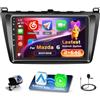 Inefala 2+64GB Android 15 Autoradio per Mazda 6 Rui Wing 2007-2012 Stereo 9 Pollici Schermo Touchscreen con Wireless Carplay Android Auto con Bluetooth, GPS, SWC, Retrocamera AHD
