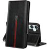 MAMA MOUTH Cover Per Samsung Galaxy A55 5G, Custodia Flip Pelle Portafoglio, Magnetica Libro Slot Schede Cover, Silicone TPU Bumper Wallet con Supporto Antiurto Case Per Galaxy A55 5G Nero Profondo