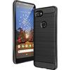 Cruzerlite Custodia per Google Pixel 3a, Carbon Fiber Texture Design Anti-Scratch Shock Absorption Back Cover per Google Pixel 3a (Black)