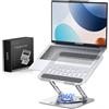 ORICO Supporto PC Portatile Ergonomico, Laptop Stand Regolabile 360° con Base Girevole, Supporto in Alluminio con Fori, per Scrivania, Compatibile con Notebook e Tablet 11-17, Argento ST12