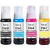 Molabel 4 Flaconi (1bk1c1y1m) compatibili con Epson 104, per EcoTank ET-1810, 2710, 2711, 2712, 2714, 2715, 2720, 2721, 2726, 2810, 2811, 2812, 2814, 2815, 2820, 2821, 2825, 2826, 4700, 4800 (4x70ml)