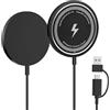 Pixelure Caricatore magnetico senza fili, 15 W, stazione di ricarica induttiva, wireless compatibile con Phone 17/16/15/14/13/12 serie e per AirPods 4/3/2/Pro, senza alimentatore, 2 pezzi