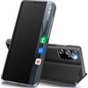 Qissy Custodia per Samsung Galaxy S20+, pieghevole, sottile a specchio, in pelle rigida, resistente agli urti, per Samsung S20+ 5G, con supporto, pieghevole, Clear View per Samsung Galaxy S20+ 5 g, colore