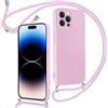 Oelrstfe Cover per iPhone 13 Pro con Cordino,Custodia con Collana Tracolla Laccio Collo Corda,Sottile Protettiva Bumper Morbido e Confortevole Antiurto Anti-giallo Silicone Caseper iPhone 13 Pro,Viola
