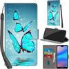 PHINIENLAND Cover per Huawei P20 Lite custodia portafoglio Turquoise | 3 scomparti carte, 1 tasca banconote, Chiusura magnetica, Supporto, Pelle PU flip cover per Huawei P20 Lite
