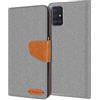 Verco Samsung A51 Custodia per Cellulare, Caso Tessuto per Samsung Galaxy A51 Cover Tessilo Portafoglio Case, Grigio