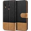 BEZ Cover per Samsung A20e, Custodia per Portafoglio Samsung Galaxy A20e Protettiva in Tela e PU Pelle Portafoglio Flip Cover con Chiusura Magnetica, Nero