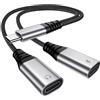 Tkimat Splitter USB C 1 a 2, USB C distributore doppio, adattatore per cuffie USB C e ricarica per iPhone 16 15 Plus Pro Max, iPad Pro Air Mini, Samsung S25 S24 S23 S22 S21 S20 Ultra, Google, laptop, ecc