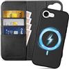 SHIELDON Cover per iPhone 17e/iPhone 16e Case 6.1, Custodia in Vera Pelle, Portafoglio Magnetico 2 in 1, Flip Cover Rimovibile con Porta Carte [Blocco RFID][Cavalletto] per iPhone 16e/17e 2026 - Nero