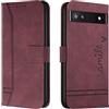 Bravoday Cover per Google Pixel 6A, Flip Custodia in Pelle PU Portafoglio Custodia per Google Pixel 6A, con Slot per Schede, Vino Rosso