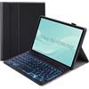 leleyo Custodia per tastiera per Samsung Galaxy Tab A 10,1 (T510/T515), con tastiera, 7 colori, illuminazione magnetica, rimovibile, QWERTY per Galaxy Tab A, nero