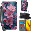 PHINIENLAND Cover per Xiaomi Poco X3 / X3 Pro Case PU Pelle Custodia [Kickstand] [Chiusura magnetica] [Slot per Schede], Portafoglio Flip Custodia per Poco X3,Fiori