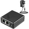 SinLoon Splitter di rete Gigabit Ethernet a 2 porte RJ45 1 a 2 Splitter adattatore Ethernet 1000/100Mbps con cavo presa di alimentazione europea EU a DC5521 a 2 pin per computer, hub, switch, router