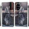 KENHONER Cover Compatibile con Honor 200 Pro, Premium Pelle PU Portafoglio Flip Libro Custodia per Honor 200 Pro [Protezione Completa] - gatto e tigre