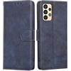 RankOne Cover per Samsung Galaxy A13 4G (6.6 Inches), Custodia Flip Pelle Portafoglio, Magnetica Libro Bumper Cover Case - Blu