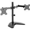 WALI, Doppio supporto da scrivania completamente regolabile per 2 monitor LCD fino a 27, 10 kg di capacità di carico per braccio, con base con occhiello (MF002), nero