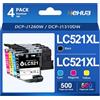 hehua Cartucce per Stampanti LC521 Compatibili per Brother LC521 Set di Cartucce 521 Inchiostro LC 521 LC-521VAL per Brother DCP-J1310DW DCP-J1360DW DCP-J1460DW DCP-J1313DW DCP-J1260W (521BK, 521C, 521M, Y)