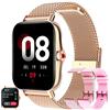LWEARKD Smartwatch Donna Chiamata Bluetooth e Risposta Vivavoce, Orologio Fitness 1.69 Smart Watch con Contapassi/Cardiofrequenzimetro/SpO2, Impermeabil IP68 Fitness Tracker per Android iOS (Oro)