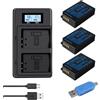 CITYORK 3 batterie da 1280 mAh EN-EL20 e caricabatterie LCD per Nikon EN-EL20, EN-EL20a, Nikon Coolpix P1000, P950 Coolpix A 1 J1/1 J2/1 J3/1 S1/1 V3 Cameras USB Charger con porta di tipo C