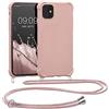 kwmobile Custodia Compatibile con Apple iPhone 11 Cover - Back Case in Silicone TPU - Protezione Smartphone con Cordino - madre perla