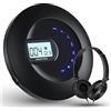 Arafuna Lettore CD portatile ricaricabile per viaggi in auto, lettore CD con auricolare e anti-salto/antiurto, display LCD, cavo AUX, retroilluminazione