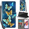 Haninsuze Cover per Xiaomi Redmi 12C Custodia Cover Pelle Libro Portafoglio con Porta Carte Magnetica Protezione Antiurto Cuoio Flip Case Custodia Cover per Redmi 12C, farfalla dorata