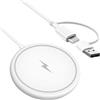 Ksywydu Caricatore Wireless 15W Compatibile per15 14 13 12 Serie AirPods Pro, Caricabatterie Magnetico Ricarica Rapida Senza Fili con Cavo USB-C 1,5M e Adattatore USB-A