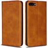 Copmob Cover iPhone 7 Plus,Cover iPhone 8 Plus,Flip Portafoglio Custodia in Pelle,[4 Slot][Supporto Stand][Chiusura Magnetica],Caso Cover Libro Custodia per iPhone 7 Plus/8 Plus - Cachi