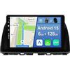 YUNTX [6GB+128GB] Android 15 Autoradio per Mazda CX-5 2012-2017-[Incorporato Carplay/Android Auto/DSP/GPS]-10.1 pollice IPS 2.5D Touch Screen-Camera+MIC Incluso-DAB/Mirror Link/Bluetooth 5.0/360/AHD Camera